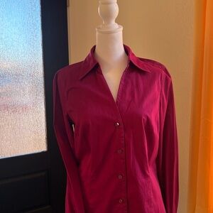 Ann Taylor Burgundy Button-Up Blouse
